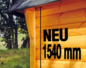Finnhaus Wolff Grillkota Jesse 3833 45 + Grillanlage + Lapplandpaket + Dachschindeln schwarz - 45mm Elementhaus - natur