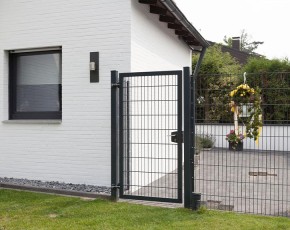 Deutsche Zauntechnik Doppelstabmattenzaun Einzeltor VARIO trend - Gartentor / Metallzaun - moosgrün - 100 x 80 cm