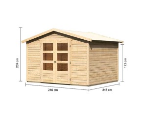 Karibu Holz-Gartenhaus Amberg 4 - 19mm Elementhaus - Satteldach - natur
