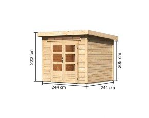 Karibu Holz-Gartenhaus Kandern 3 - 28mm Elementhaus - Geräteschuppen - Pultdach - natur