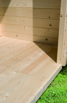 Woodfeeling Karibu Holz-Gartenhaus Fußboden für Sockelmaß 3,02m  x 2,42 m in naturbelassen (unbehandelt)