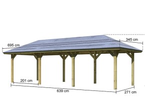 Karibu Gartenpavillon Perida - Holz - 4-Eck-Pavillon + Dachschindeln Rechteck Schwarz