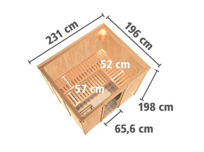 Karibu Innensauna Gobin - 68mm Elementsauna - Ganzglastür klar