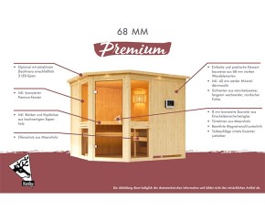 Karibu Innensauna Titania 4 + abgerundete Ecke - 68mm Elementsauna - Ganzglastür graphit