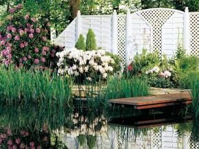 TraumGarten Sichtschutzzaun LONGLIFE ROMO Weiß Rundbogen mit V-Gitter - 180 x 180 (196) cm