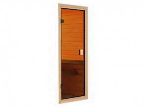 Karibu Gartensauna Bosse 1 + Vorraum + 9kW Bio-Kombiofen + externe Steuerung Easy bio - 38mm Saunahaus - Satteldach - Milchglas Saunatür - natur