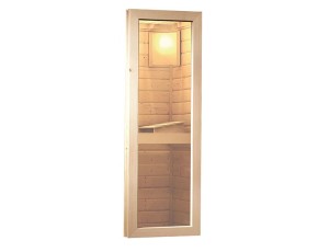 Karibu Gartensauna Skrollan 2 + Vorraum + 9kW Saunaofen + externe Steuerung - 38mm Saunahaus - Pultdach - Milchglas Saunatür - natur