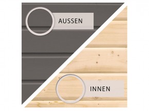 Karibu Gartensauna Hygge + Vorraum + Dachfolie - 38mm Saunahaus - Flachdach - terragrau