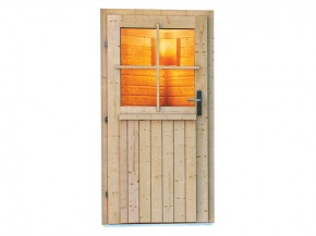 Karibu Gartensauna Nella + 9kW Bio-Kombiofen + externe Steuerung Easy bio - 38mm Saunahaus - Pultdach - natur