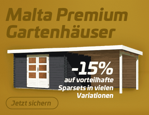-15% auf Malta Premium Gartenhäuser 